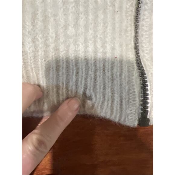 Vintage L.L. Bean Wool/ Alpaca Crop Sweater Ivory Pockets Sm / Med Mock Neck - Picture 9 of 9